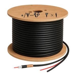 کابل کواکسیال  ترکیبی  با مغزی مس 0.7 و شیلد 96 رشته و برق 1*2