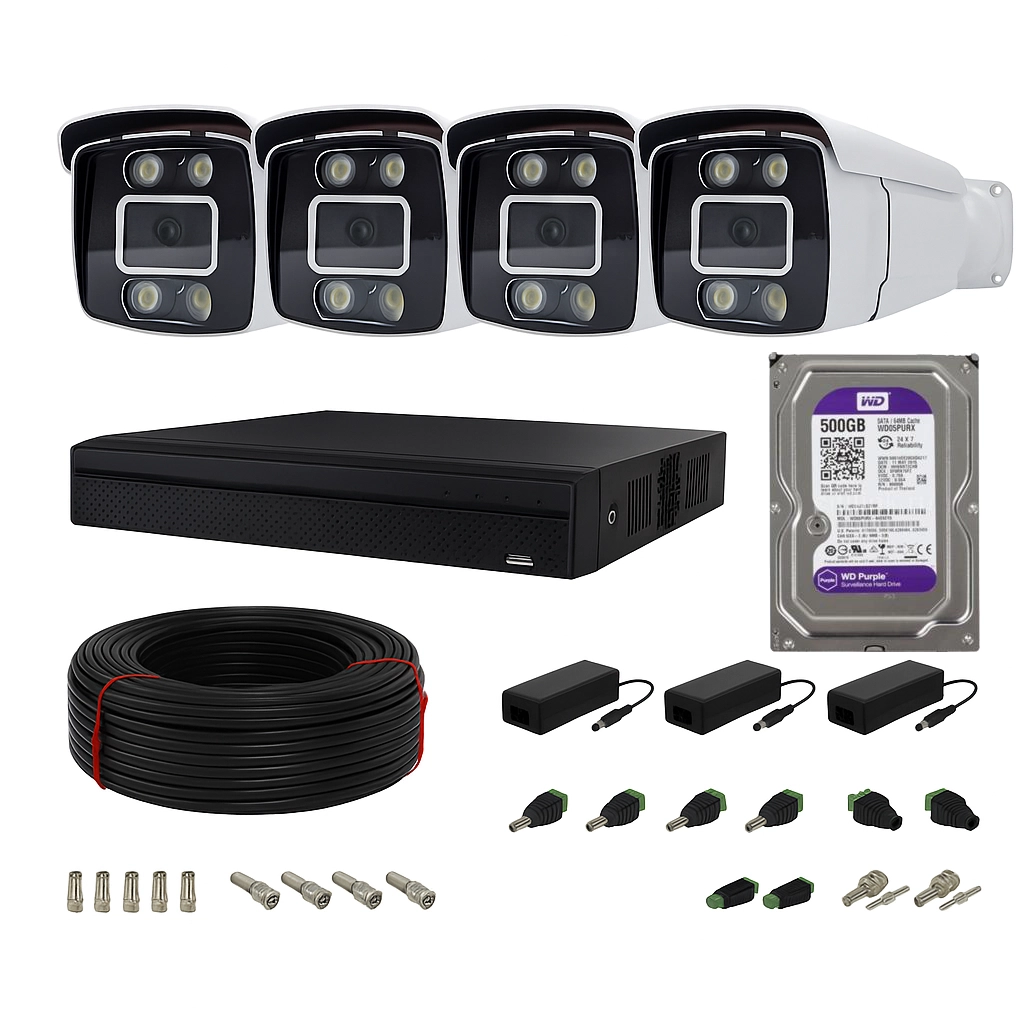 پک دوربین مدار بسته 4 کانال 2 مگاپیکسل رنگی با دید در شب و قابلیت تشخیص چهره